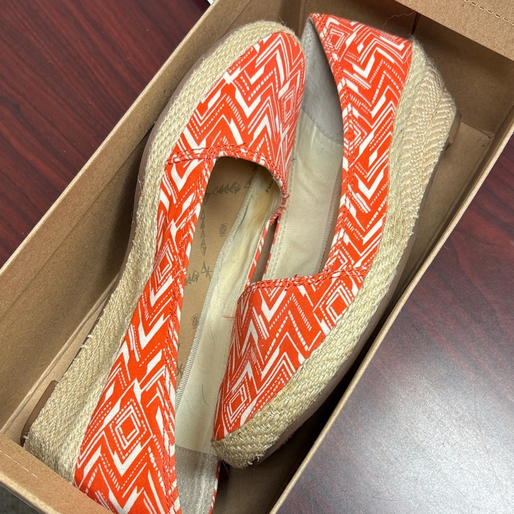 🍀 Lucky Brand  preloved 🌶️ Geometric Orange Espadrilles 🪅 6.5